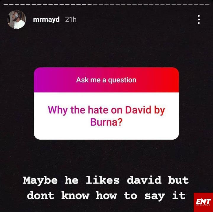 Burna Boy hating Davido